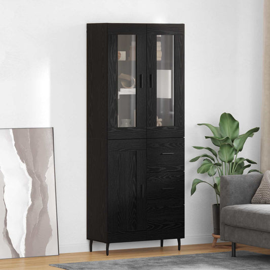 Vysoký Bufet 2 Ks Černý Dub 69,5 X 34 X 180 Cm Kompozitní Dřevo
