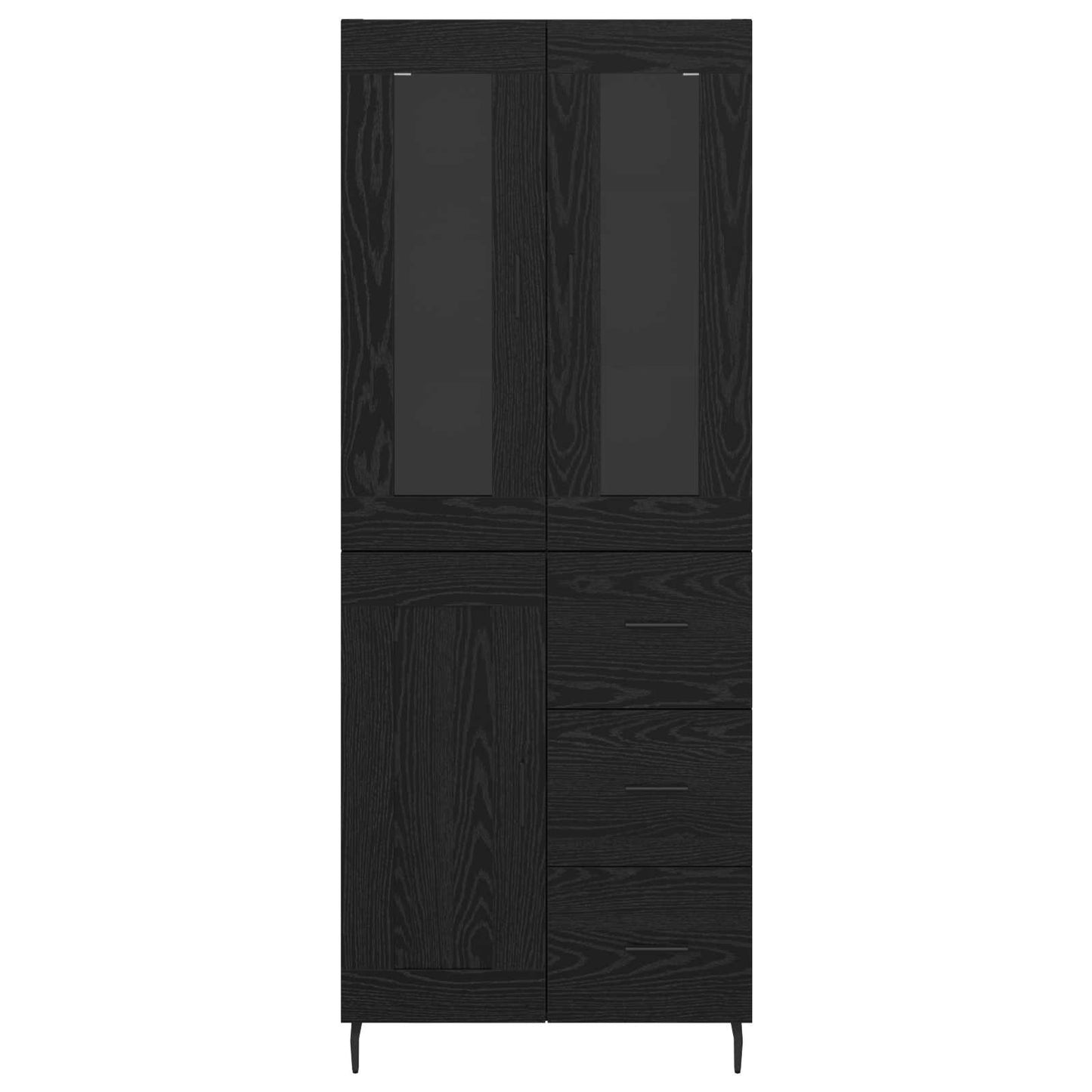Vysoký Bufet 2 Ks Černý Dub 69,5 X 34 X 180 Cm Kompozitní Dřevo