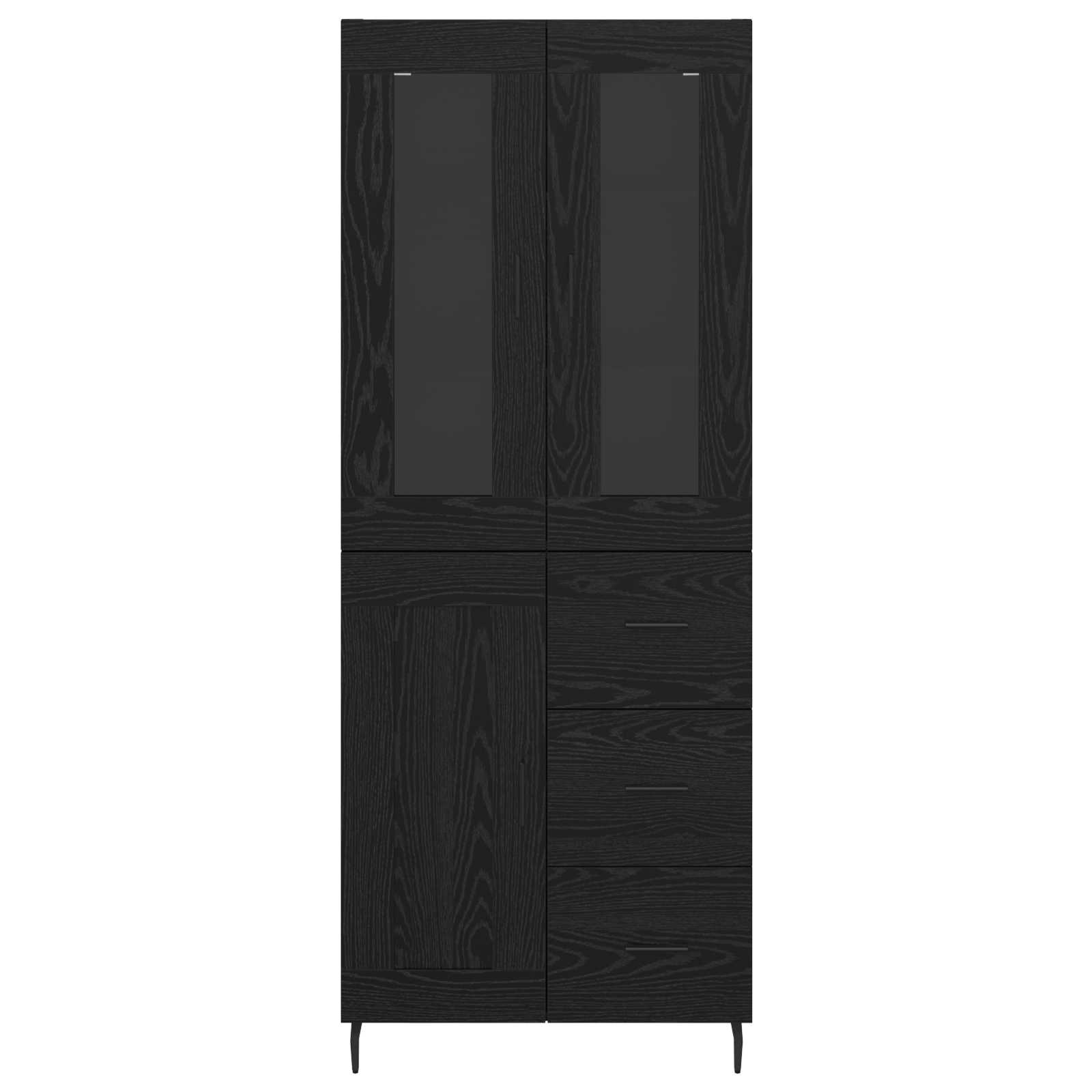 Vysoký Bufet 2 Ks Černý Dub 69,5 X 34 X 180 Cm Kompozitní Dřevo