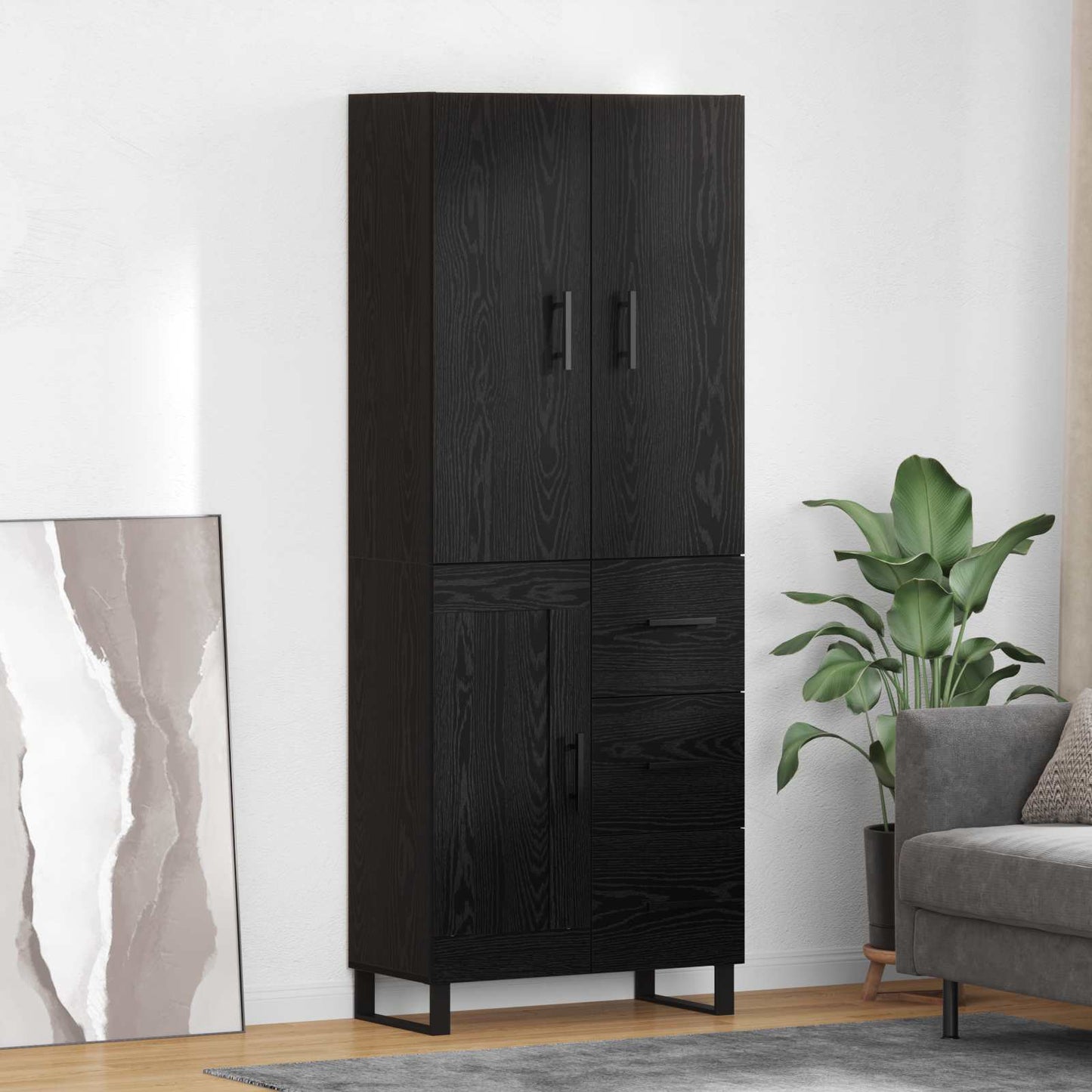 Vysoký Bufet 2 Ks Černý Dub 69,5 X 34 X 180 Cm