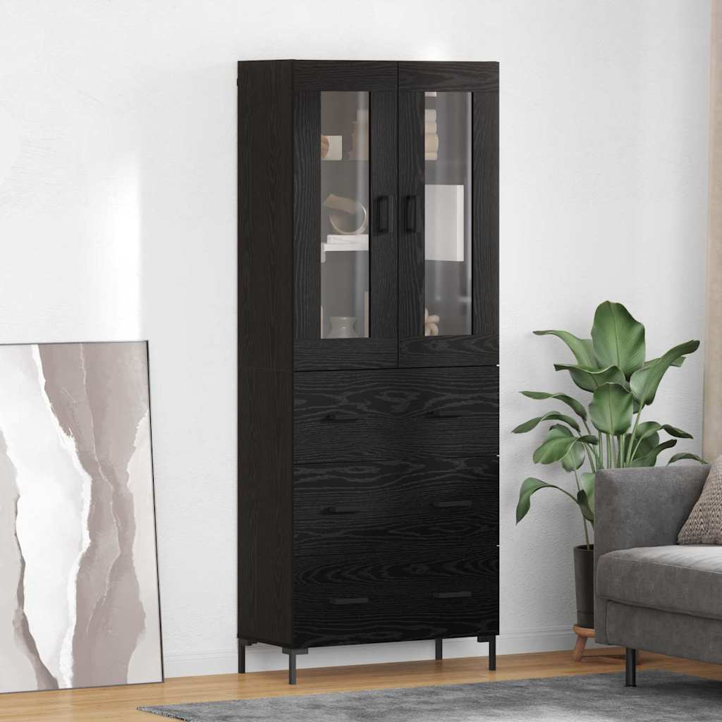 Vysoký Bufet 2 Ks Černý Dub 69,5 X 34 X 180 Cm Kompozitní Dřevo