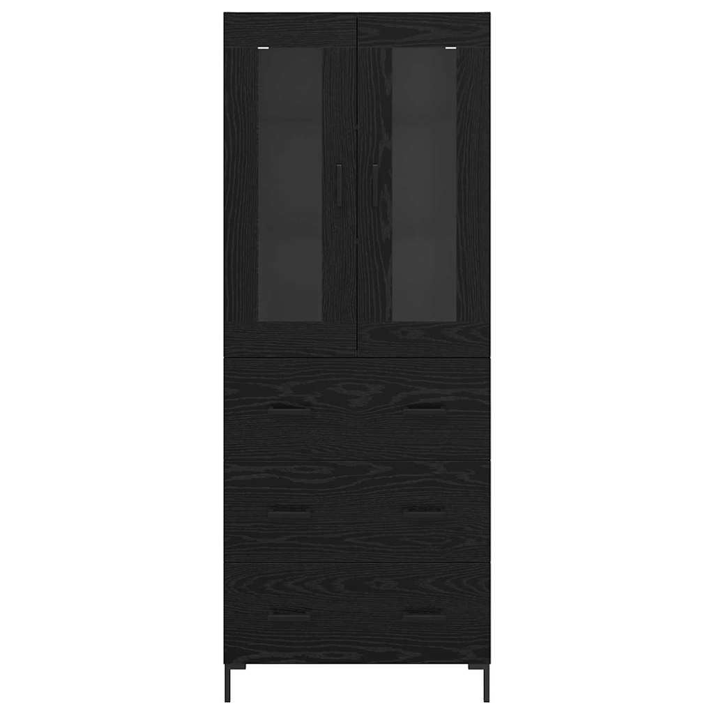 Vysoký Bufet 2 Ks Černý Dub 69,5 X 34 X 180 Cm Kompozitní Dřevo