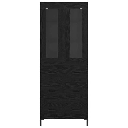 Vysoký Bufet 2 Ks Černý Dub 69,5 X 34 X 180 Cm Kompozitní Dřevo