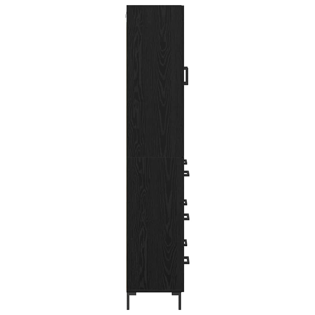 Vysoký Bufet 2 Ks Černý Dub 69,5 X 34 X 180 Cm Kompozitní Dřevo