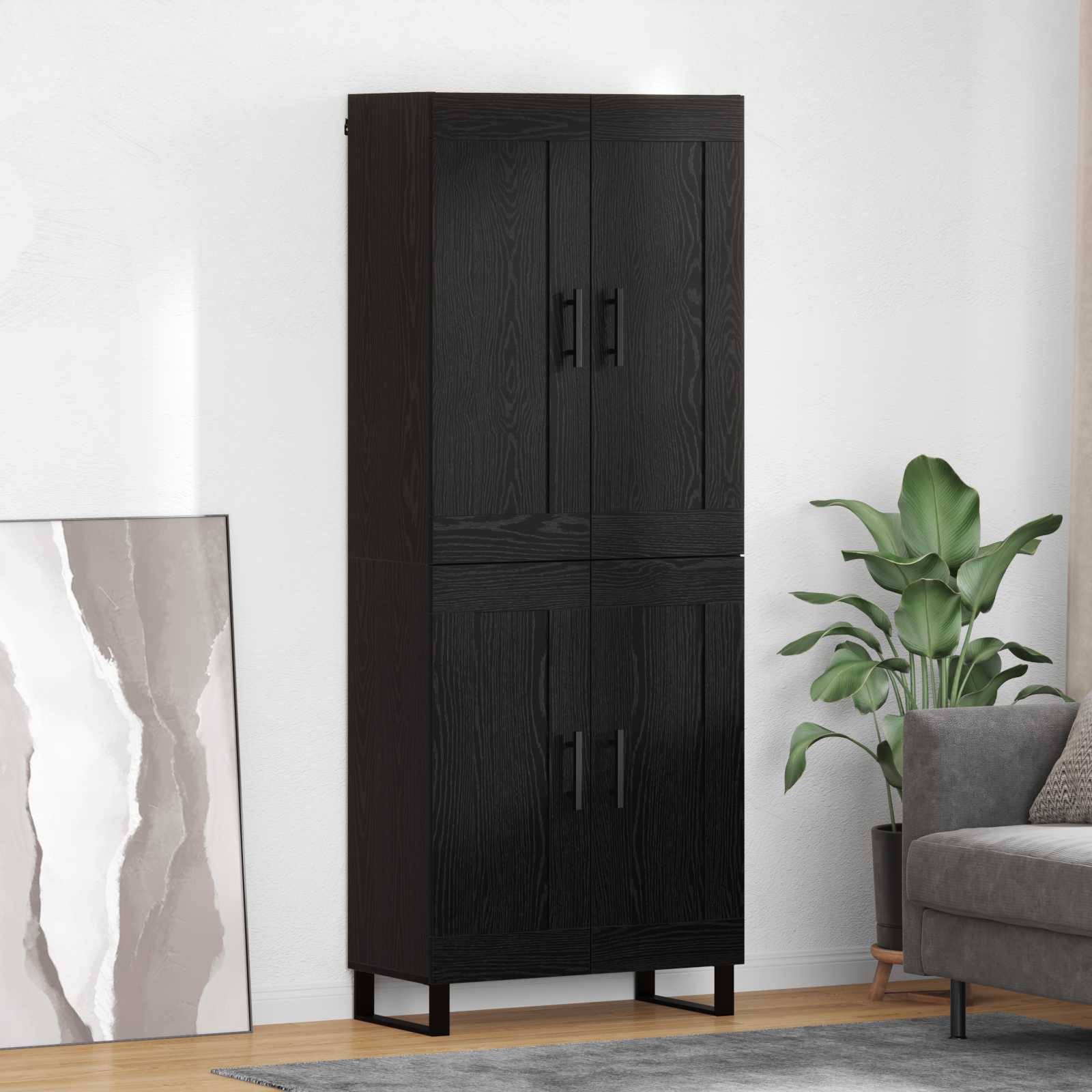 Vysoký Bufet 2 Ks Černý Dub 69,5 X 34 X 180 Cm