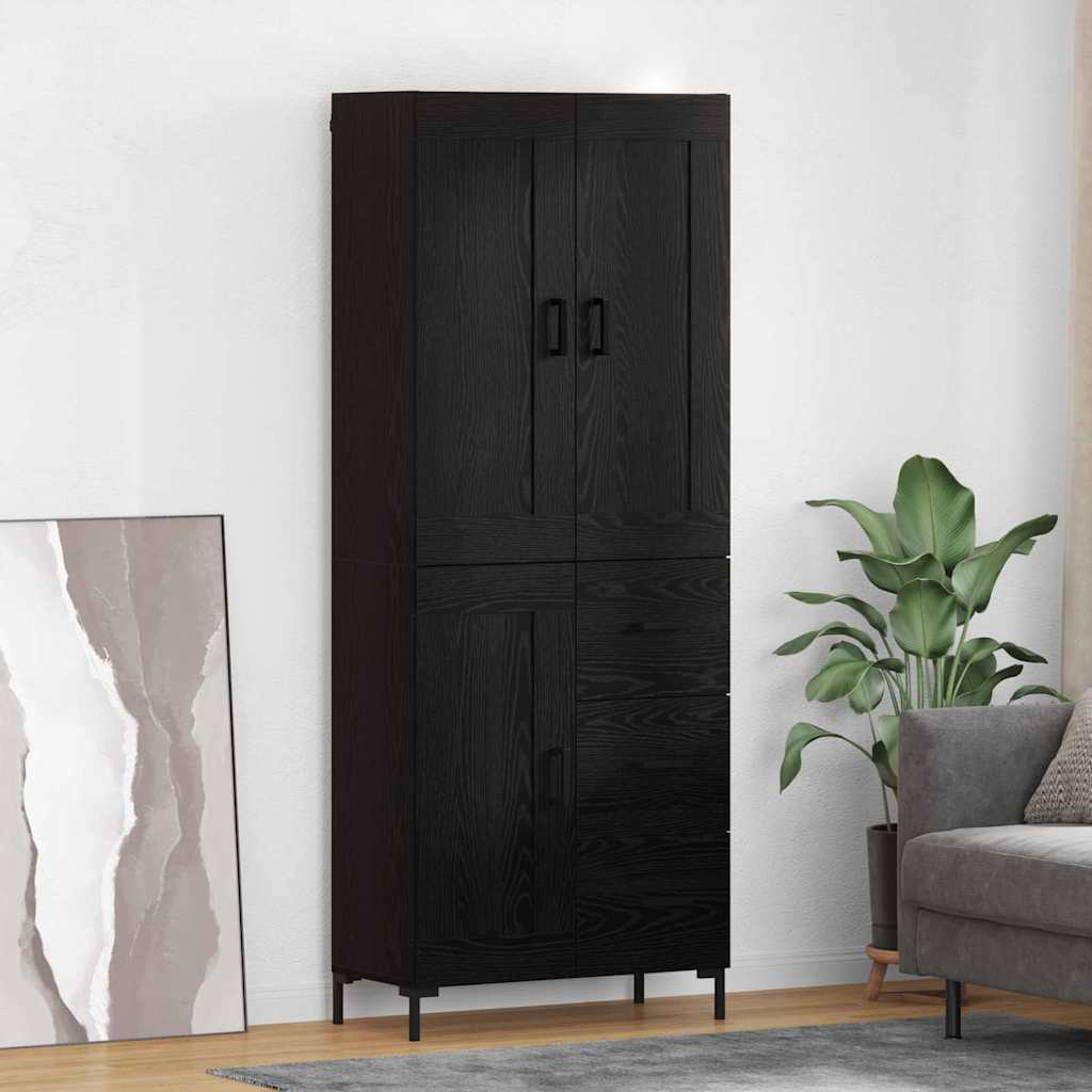 Vysoký Bufet 2 Ks Černý Dub 69,5 X 34 X 180 Cm Kompozitní Dřevo