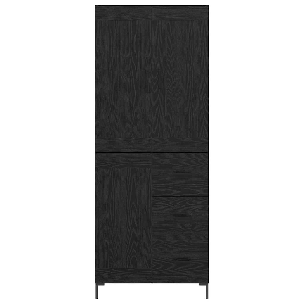 Vysoký Bufet 2 Ks Černý Dub 69,5 X 34 X 180 Cm Kompozitní Dřevo