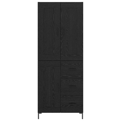 Vysoký Bufet 2 Ks Černý Dub 69,5 X 34 X 180 Cm Kompozitní Dřevo