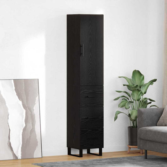 Vysoký Bufet Černý Dub 34,5 X 34 X 180 Cm Kompozitní Dřevo