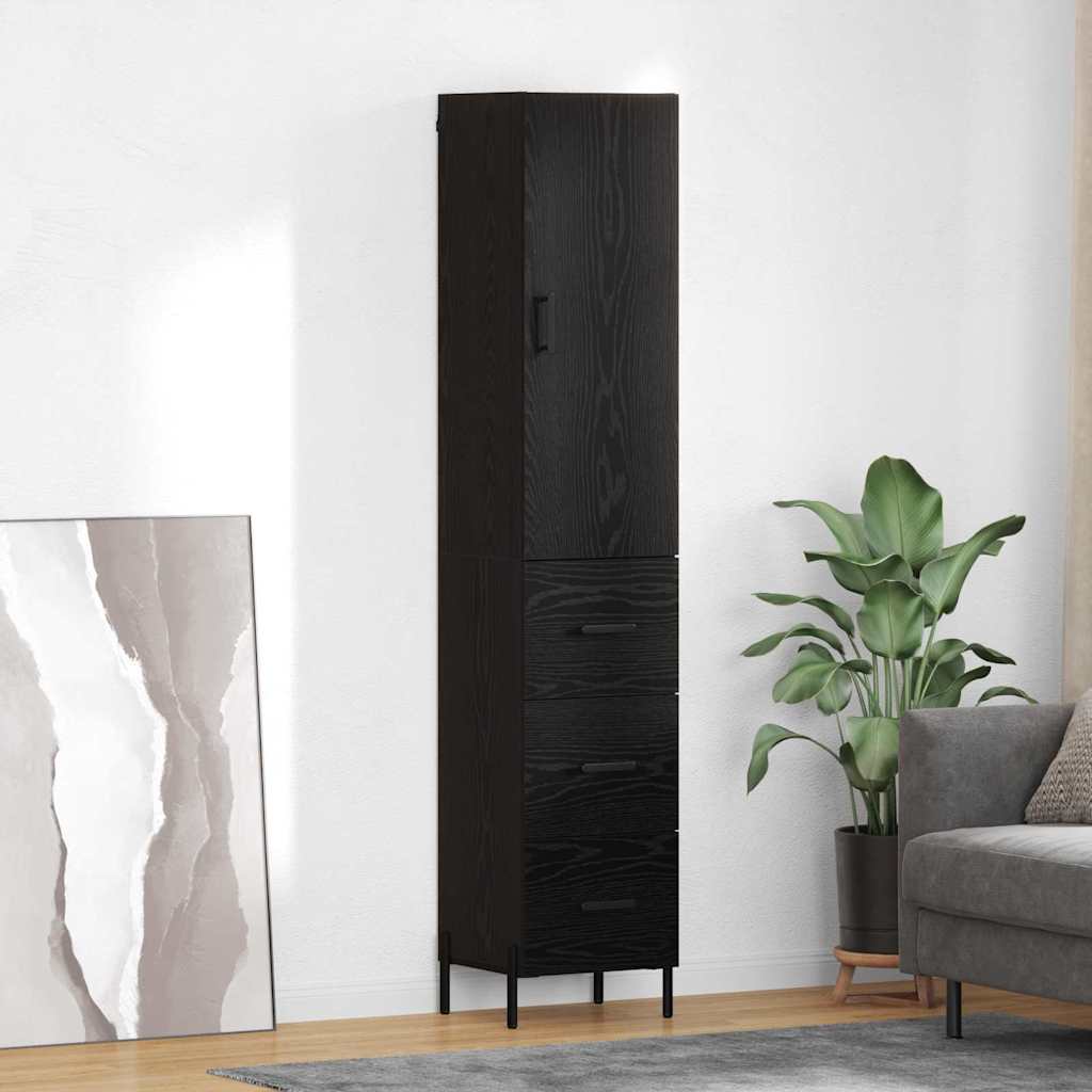 Vysoký Bufet Černý Dub 34,5 X 34 X 180 Cm Kompozitní Dřevo