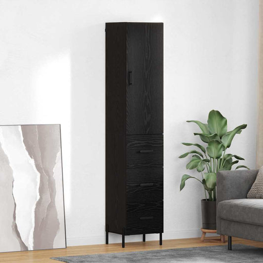 Vysoký Bufet Černý Dub 34,5 X 34 X 180 Cm Kompozitní Dřevo