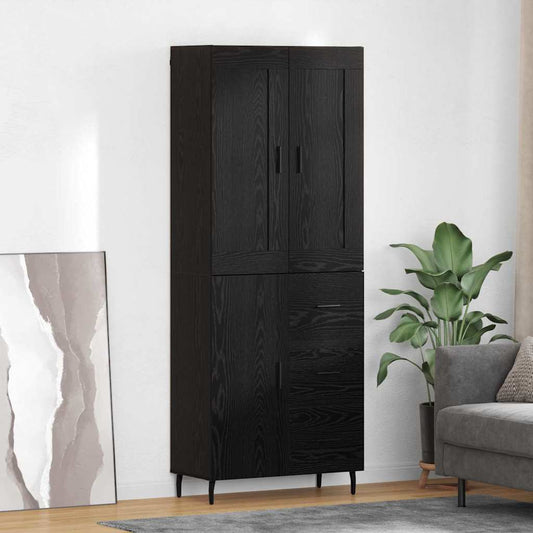 Vysoký Bufet 2 Ks Černý Dub 69,5 X 34 X 180 Cm Kompozitní Dřevo