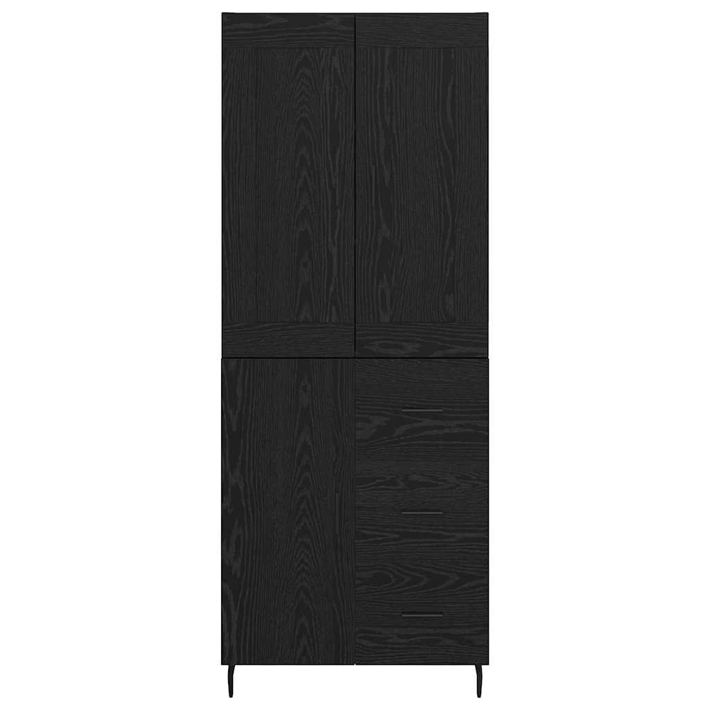 Vysoký Bufet 2 Ks Černý Dub 69,5 X 34 X 180 Cm Kompozitní Dřevo