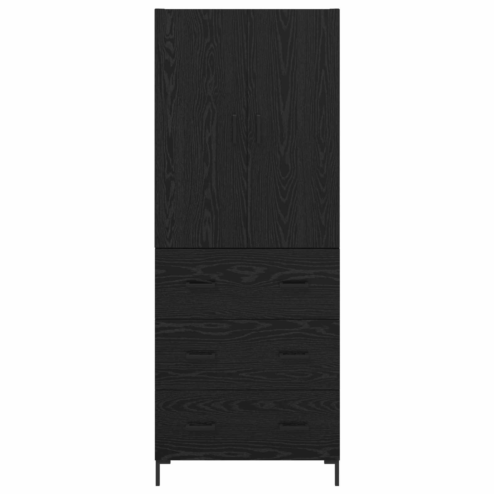 Vysoký Bufet Černý Dub 69,5 X 34 X 180 Cm Kompozitní Dřevo