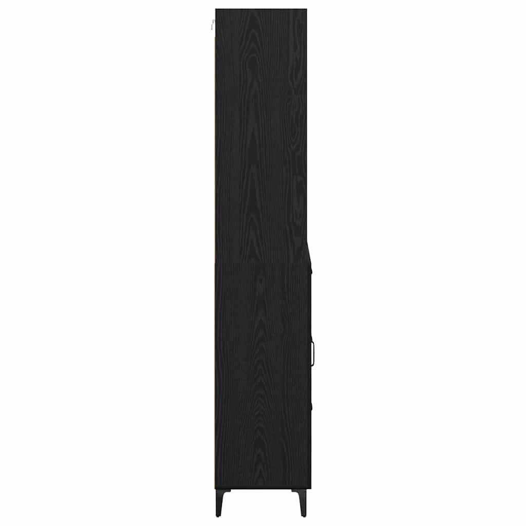 Vysoký Bufet Černý Dub 69,5 X 34 X 180 Cm Kompozitní Dřevo