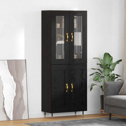 Vysoký Bufet 2 Ks Černý Dub 69,5 X 34 X 180 Cm Kompozitní Dřevo