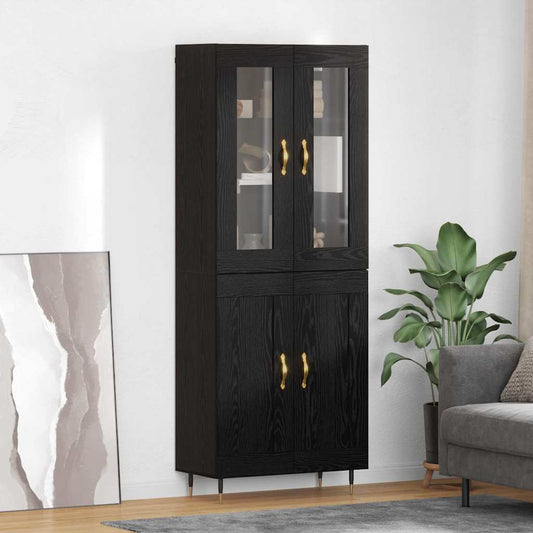 Vysoký Bufet 2 Ks Černý Dub 69,5 X 34 X 180 Cm Kompozitní Dřevo