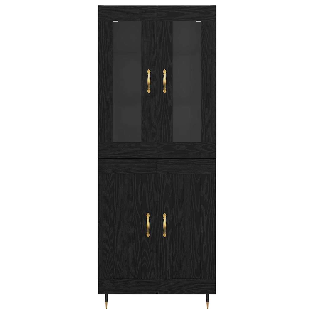 Vysoký Bufet 2 Ks Černý Dub 69,5 X 34 X 180 Cm Kompozitní Dřevo