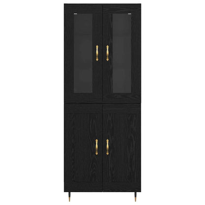 Vysoký Bufet 2 Ks Černý Dub 69,5 X 34 X 180 Cm Kompozitní Dřevo