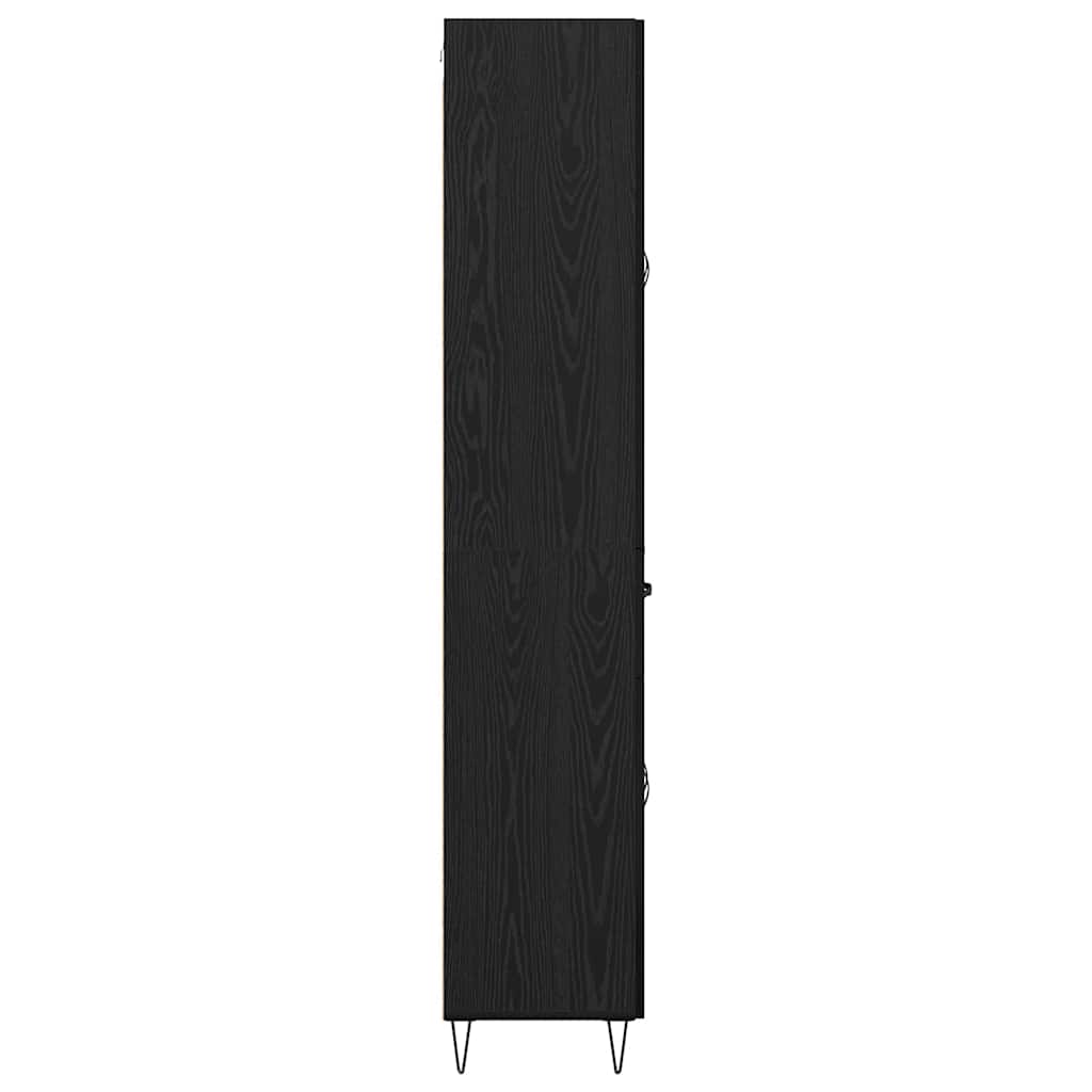 Vysoký Bufet Černý Dub 69,5 X 34 X 180 Cm Kompozitní Dřevo