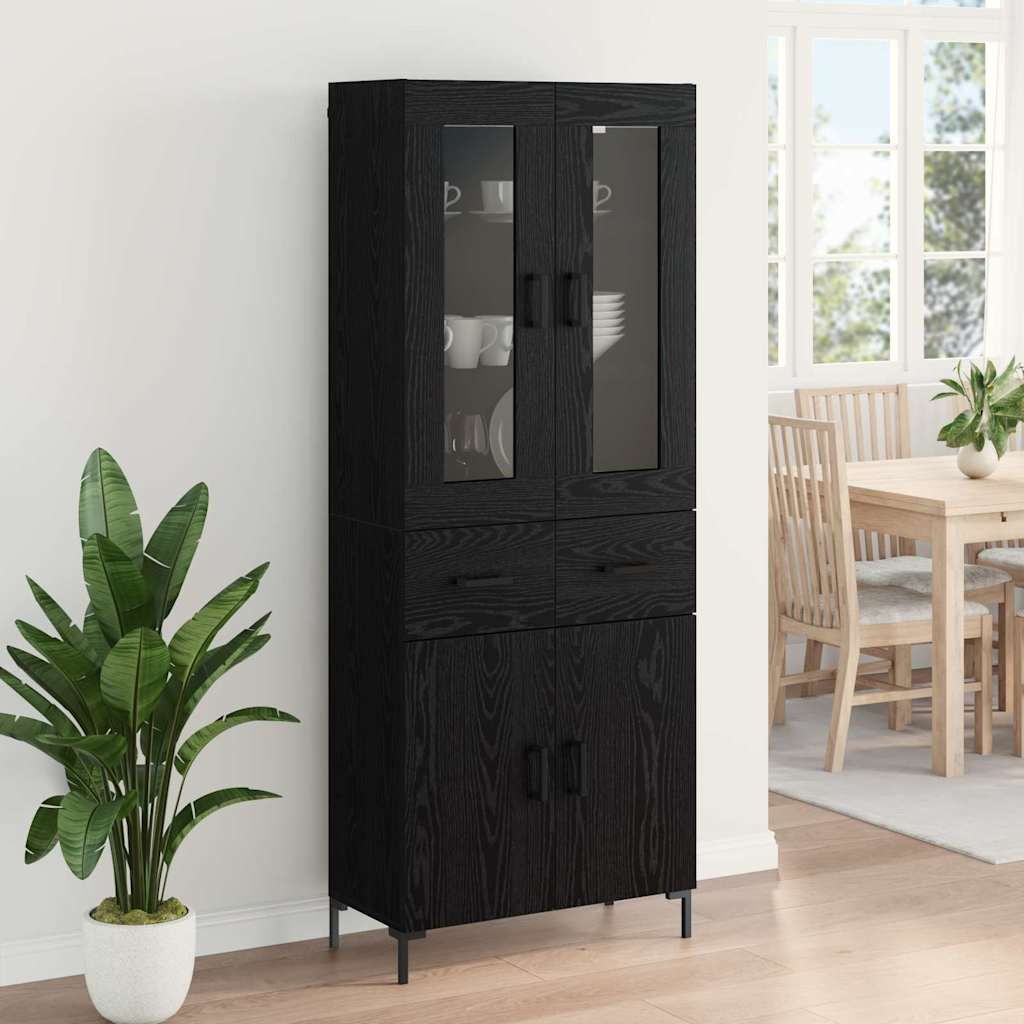Vysoký Bufet 2 Ks Černý Dub 69,5 X 34 X 180 Cm Kompozitní Dřevo