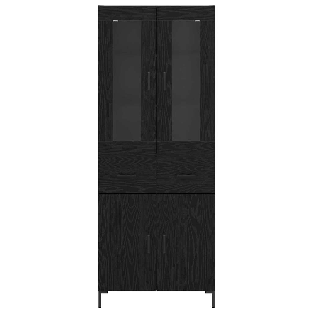 Vysoký Bufet 2 Ks Černý Dub 69,5 X 34 X 180 Cm Kompozitní Dřevo