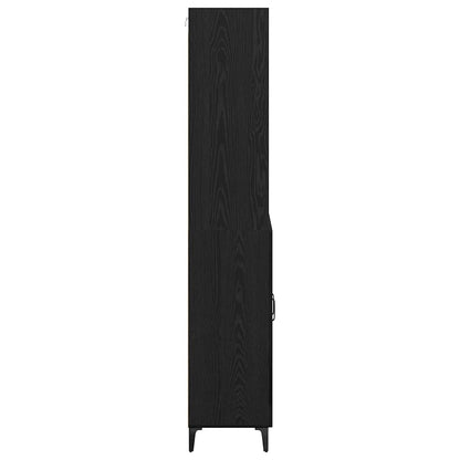 Vysoký Bufet Černý Dub 69,5 X 34 X 180 Cm Kompozitní Dřevo