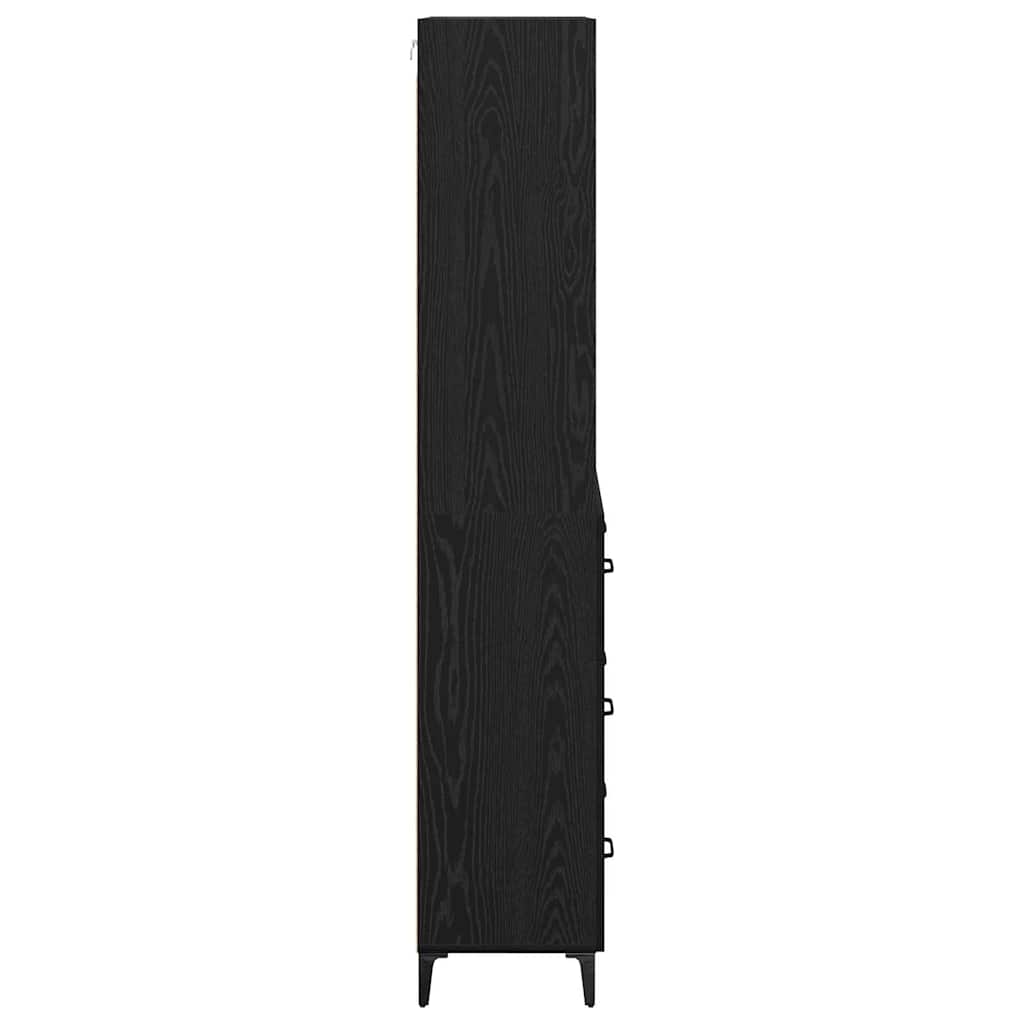 Vysoký Bufet Černý Dub 69,5 X 34 X 180 Cm Kompozitní Dřevo