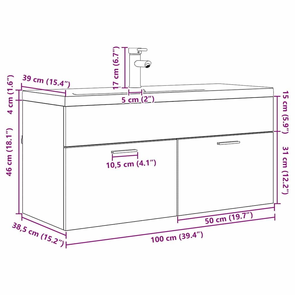 Koupelnová Skříň Černý Dub 100 X 38,5 X 46 Cm Kompozitní Dřevo
