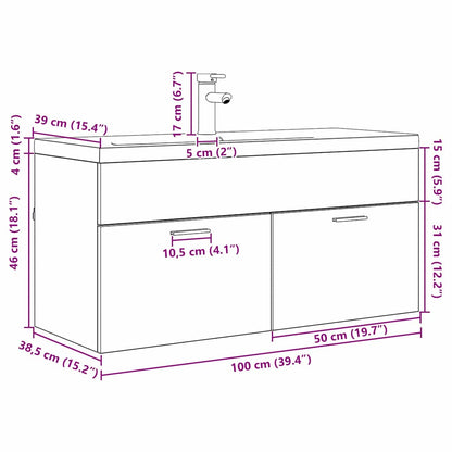 Koupelnová Skříň Černý Dub 100 X 38,5 X 46 Cm Kompozitní Dřevo