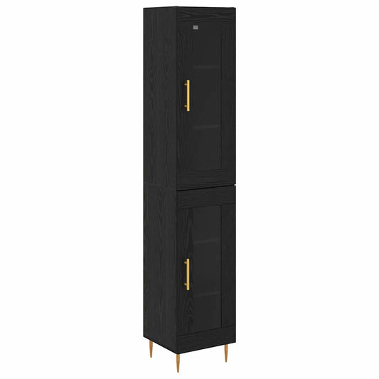 Vysoký Bufet 2 Ks Černý Dub 34,5 X 34 X 180 Cm Kompozitní Dřevo