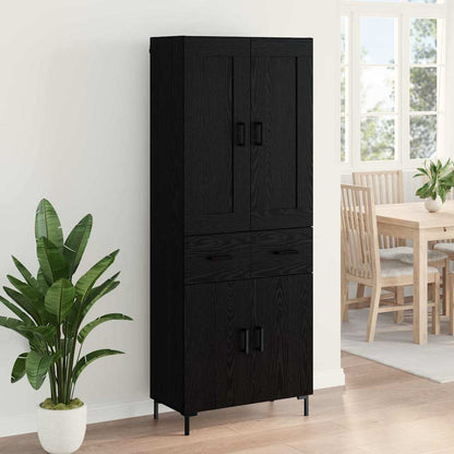 Vysoký Bufet 2 Ks Černý Dub 69,5 X 34 X 180 Cm Kompozitní Dřevo