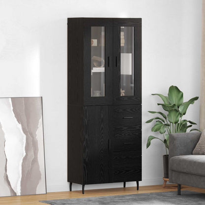 Vysoký Bufet 2 Ks Černý Dub 69,5 X 34 X 180 Cm Kompozitní Dřevo