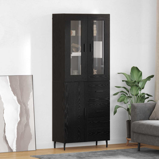 Vysoký Bufet 2 Ks Černý Dub 69,5 X 34 X 180 Cm Kompozitní Dřevo