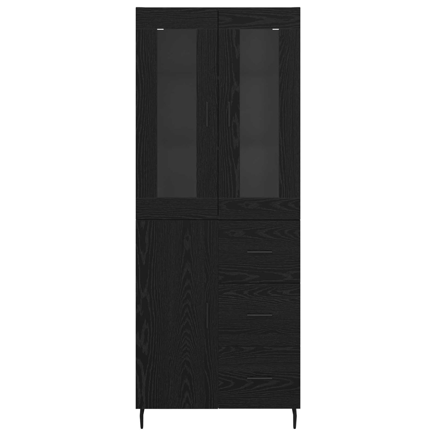 Vysoký Bufet 2 Ks Černý Dub 69,5 X 34 X 180 Cm Kompozitní Dřevo