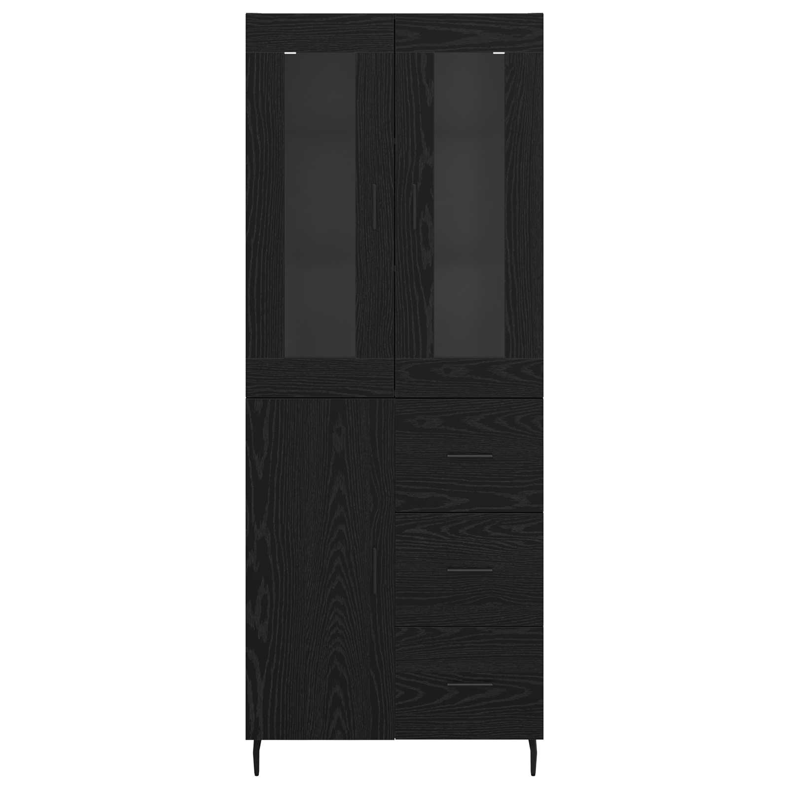Vysoký Bufet 2 Ks Černý Dub 69,5 X 34 X 180 Cm Kompozitní Dřevo