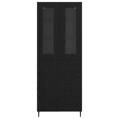 Vysoký Bufet 2 Ks Černý Dub 69,5 X 34 X 180 Cm Kompozitní Dřevo