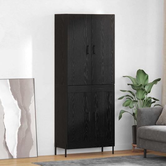 Vysoký Bufet Černý Dub 69,5 X 34 X 180 Cm Kompozitní Dřevo