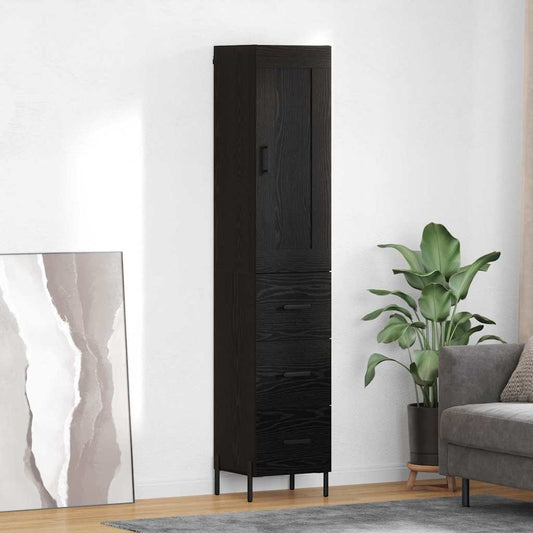 Vysoký Bufet Černý Dub 34,5 X 34 X 180 Cm Kompozitní Dřevo