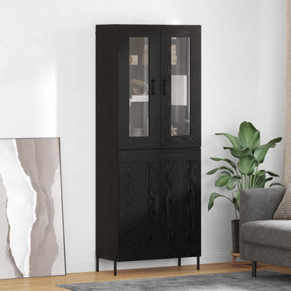 Vysoký Bufet Černý Dub 69,5 X 34 X 180 Cm Kompozitní Dřevo