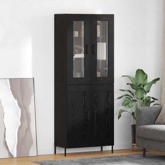 Vysoký Bufet Černý Dub 69,5 X 34 X 180 Cm Kompozitní Dřevo