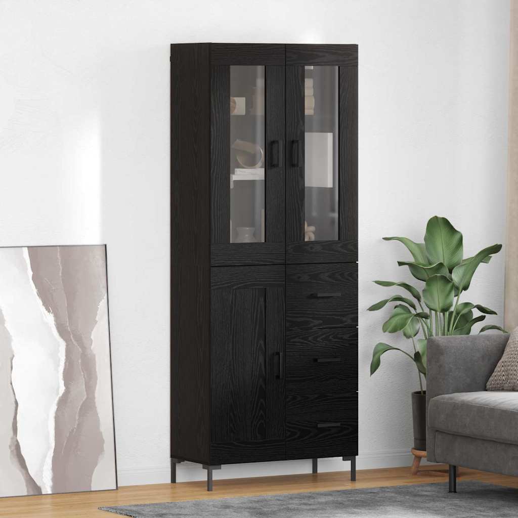 Vysoký Bufet 2 Ks Černý Dub 69,5 X 34 X 180 Cm Kompozitní Dřevo