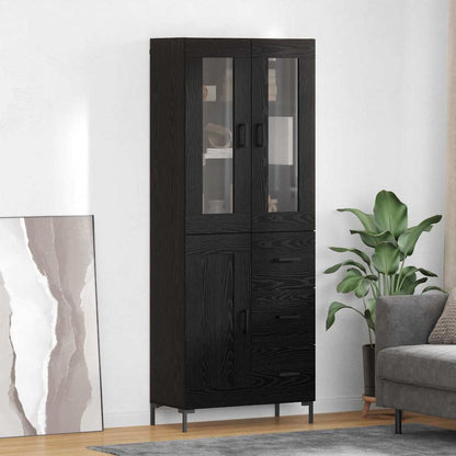 Vysoký Bufet 2 Ks Černý Dub 69,5 X 34 X 180 Cm Kompozitní Dřevo