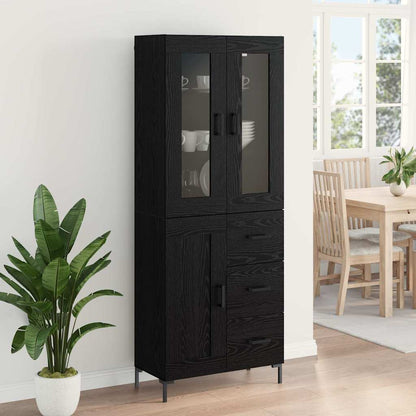 Vysoký Bufet 2 Ks Černý Dub 69,5 X 34 X 180 Cm Kompozitní Dřevo
