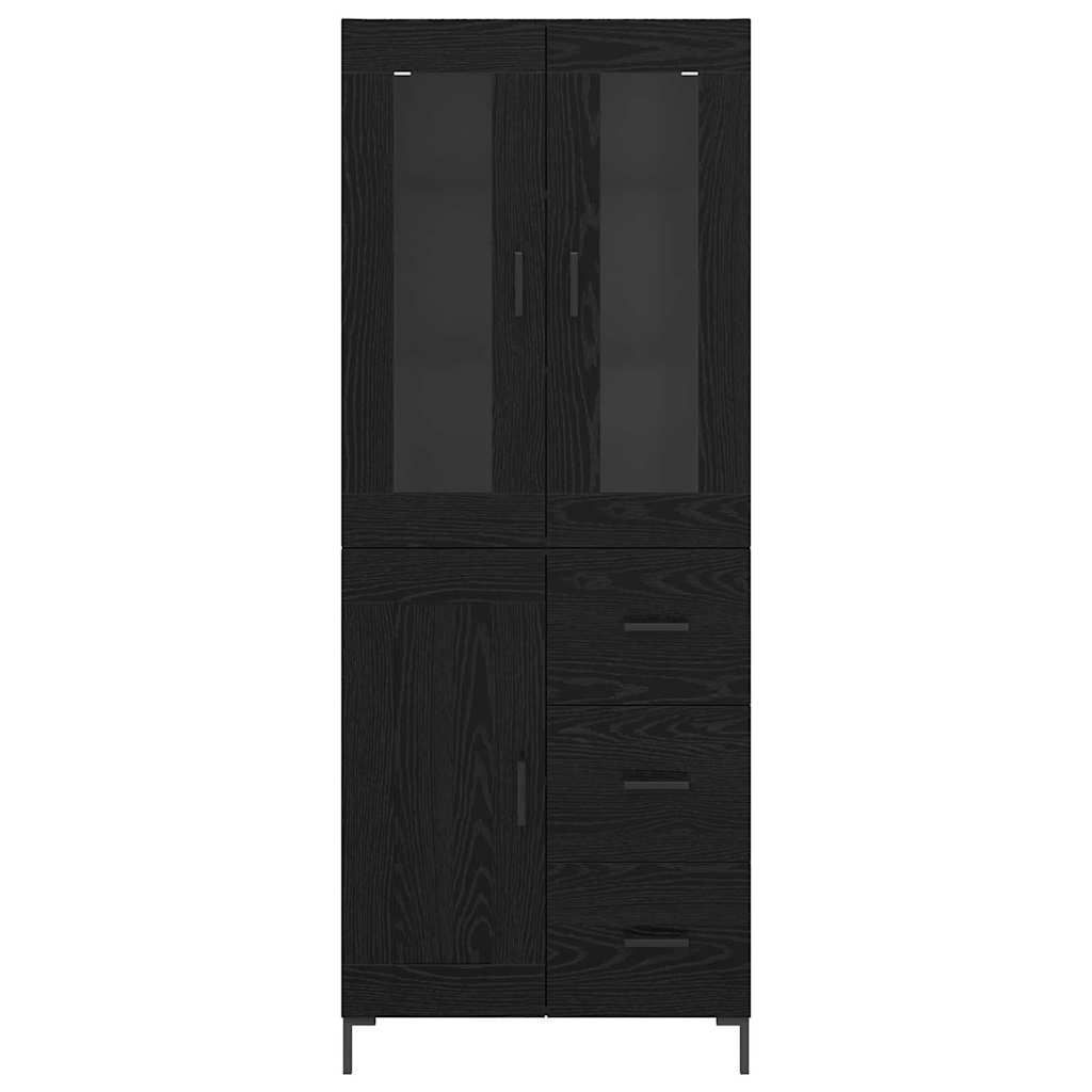 Vysoký Bufet 2 Ks Černý Dub 69,5 X 34 X 180 Cm Kompozitní Dřevo