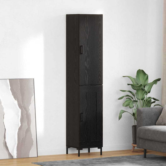 Vysoký Bufet Černý Dub 34,5 X 34 X 180 Cm Kompozitní Dřevo