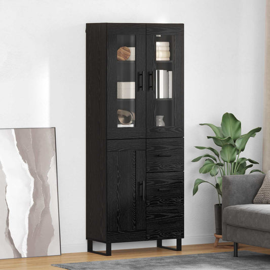 Vysoký Bufet 2 Ks Černý Dub 69,5 X 34 X 180 Cm Kompozitní Dřevo