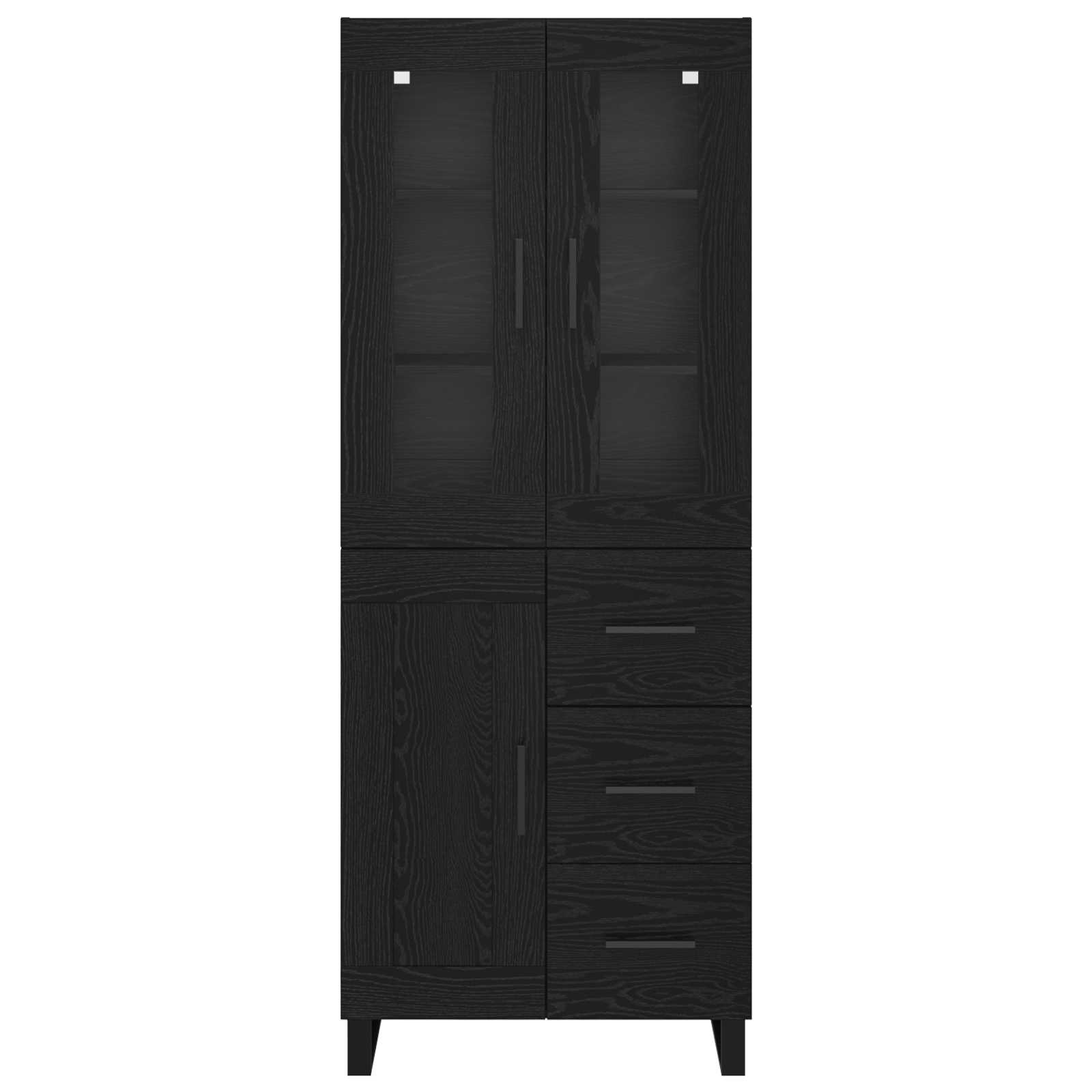 Vysoký Bufet 2 Ks Černý Dub 69,5 X 34 X 180 Cm Kompozitní Dřevo