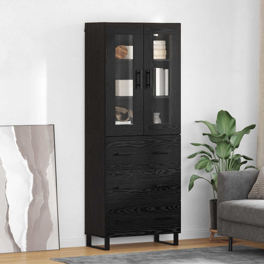Vysoký Bufet 2 Ks Černý Dub 69,5 X 34 X 180 Cm Kompozitní Dřevo