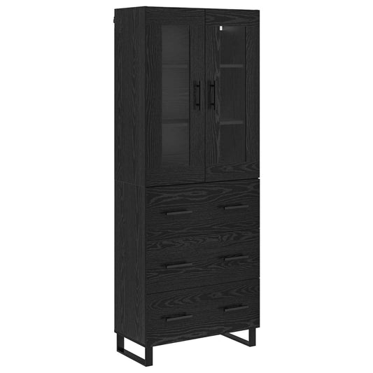 Vysoký Bufet 2 Ks Černý Dub 69,5 X 34 X 180 Cm Kompozitní Dřevo